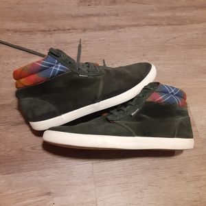 Clarks Mens Tartan Plaid Green Suede wool Sneakers Size 8.5